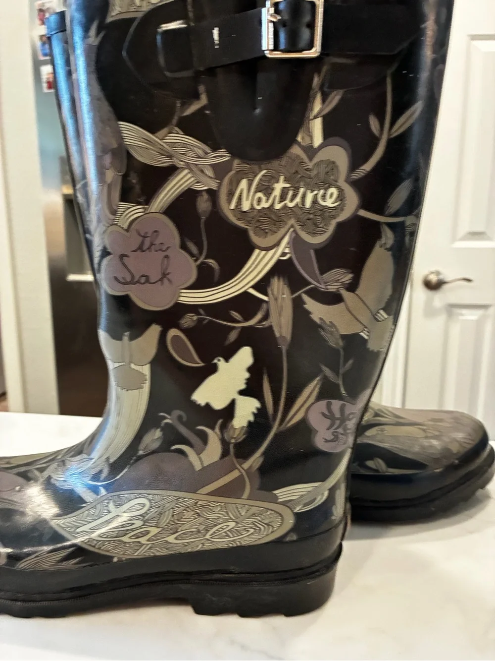 The Sak Nature Floral Black Rain Boots